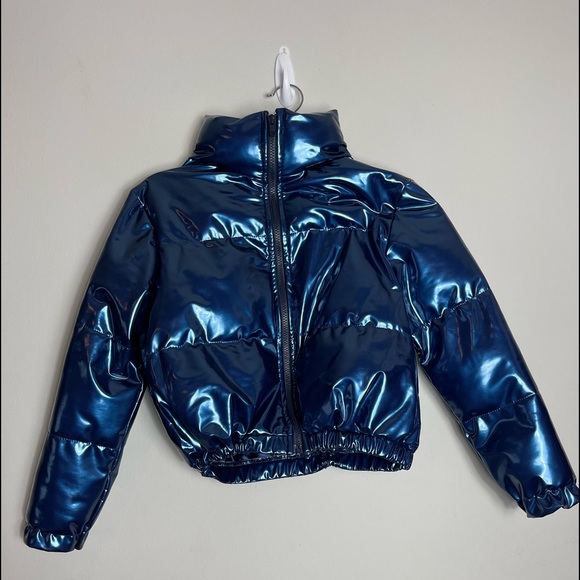 Brittany Deshields size 7 Blue metallic puffer coat - Picture 2 of 6